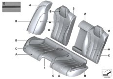 Кожаная обивка Зд сиденья Individual для BMW F06 650iX 4.4 N63N (схема запасных частей)