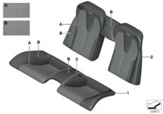 Инд.обивка заднего сиденья, климат-кожа для BMW F13N M6 S63N (схема запасных частей)
