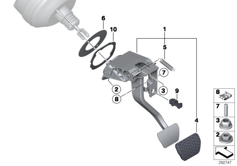 Педальный механизм АКПП для BMW F22 M235iX N55 (схема запчастей)