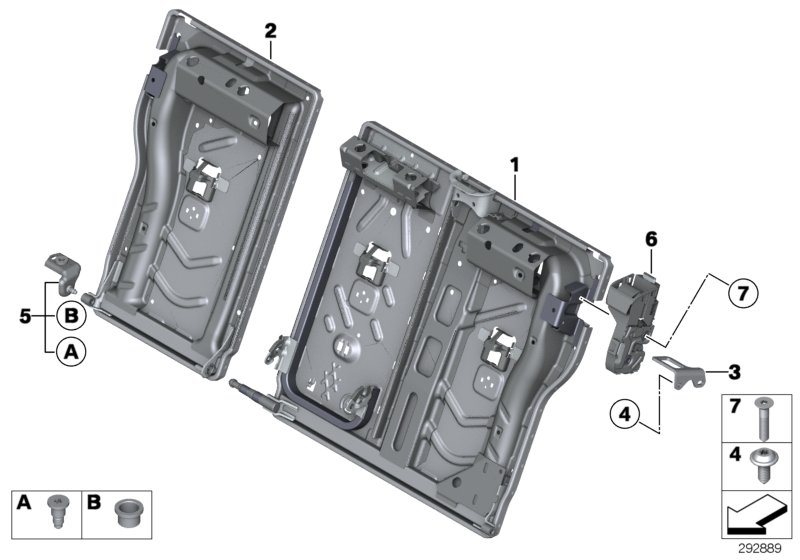 Каркас подушки базового сиденья Зд для BMW F31 335i N55 (схема запчастей)