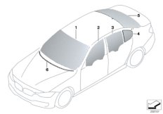 Остекление для BMW F30N 318d B47 (схема запасных частей)