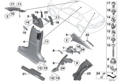 Облицовка Пд / Ср / Зд стойки для BMW F03 750LiS N63 (схема запасных частей)