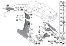 Облицовка Пд / Ср / Зд стойки для BMW F04 Hybrid 7L N63 (схема запасных частей)