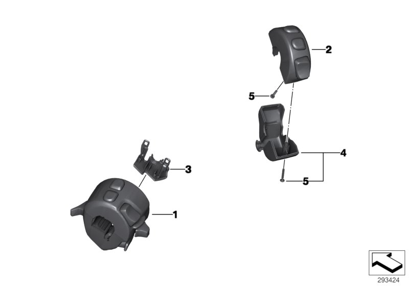 Комбинированный выключатель на руле для BMW K73 F 800 R 15 (0B04, 0B14) 0 (схема запчастей)