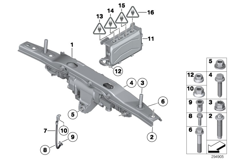 Актюатор HSR/доп.элементы/ЭБУ для BMW F01N 760i N74 (схема запчастей)