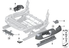 Накладка переднего сиденья с э/приводом для BMW F23N M240i B58 (схема запасных частей)