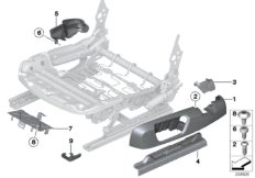 Накладка переднего сиденья с э/приводом для BMW F80N M3 S55 (схема запасных частей)