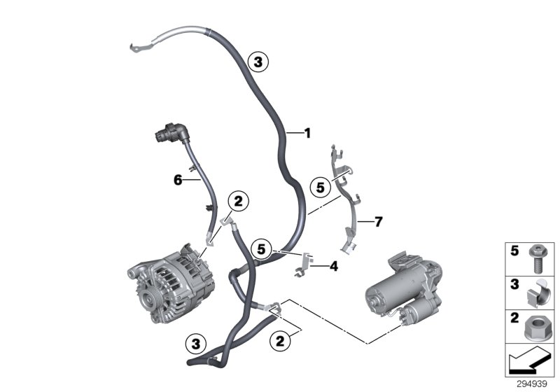 Провод батареи/провод стартера для BMW E70N X5 50iX N63 (схема запчастей)