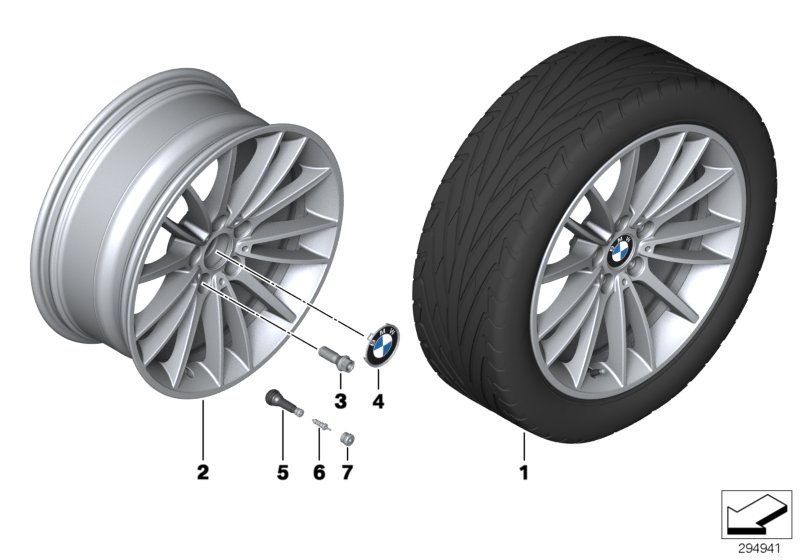 Л/c диск BMW с V-обр.спиц.диз.426 - 19'' для BMW F07 530d 155kW N57 (схема запчастей)