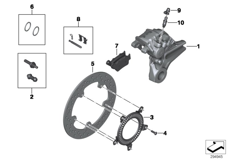 Тормозной механизм заднего колеса для BMW K47 S 1000 R 17 (0D52, 0D62) 0 (схема запчастей)