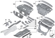Перегородка баг.отделение/детали днища для BMW F02N 750Li N63N (схема запасных частей)