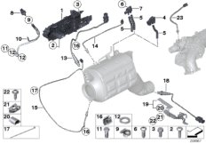 Датчики саж. фильтра/дополн.элементы для BMW F34N 330dX N57N (схема запасных частей)