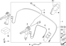 Э/гидр.детали скл.верха с э/гидр.прив. для BMW E85 Z4 2.2i M54 (схема запасных частей)