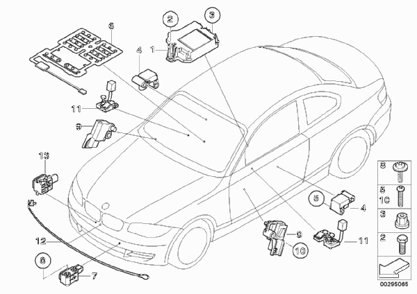 Электрические детали НПБ для BMW E84 X1 16i N20 (схема запчастей)