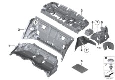 Звукоизоляция Зд для BMW F01N 750iX N63N (схема запасных частей)