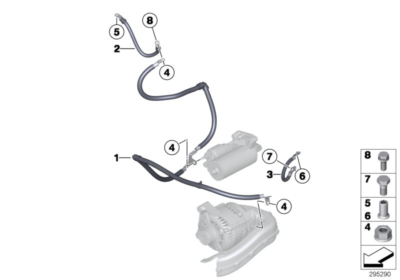 Провод стартера для BMW F23 M235i N55 (схема запчастей)