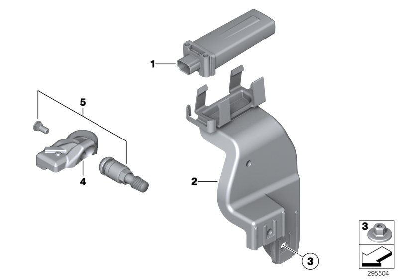 ЭБУ сист.контроля давления в шинах (RDC) для BMW R61 JCW ALL4 N18 (схема запчастей)
