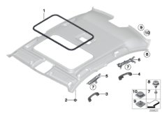 Доп.элементы потолка для BMW F34 335i N55 (схема запасных частей)