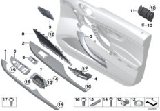 Доп.элементы обшивки передней двери для BMW F06 640iX N55 (схема запасных частей)