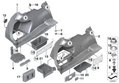 Обшивка багажного отделения Л для BMW F30 328i N26 (схема запасных частей)