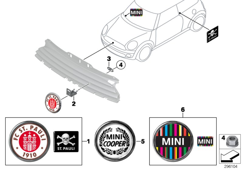 Эмблема - R5x для MINI R58 Cooper S N18 (схема запчастей)