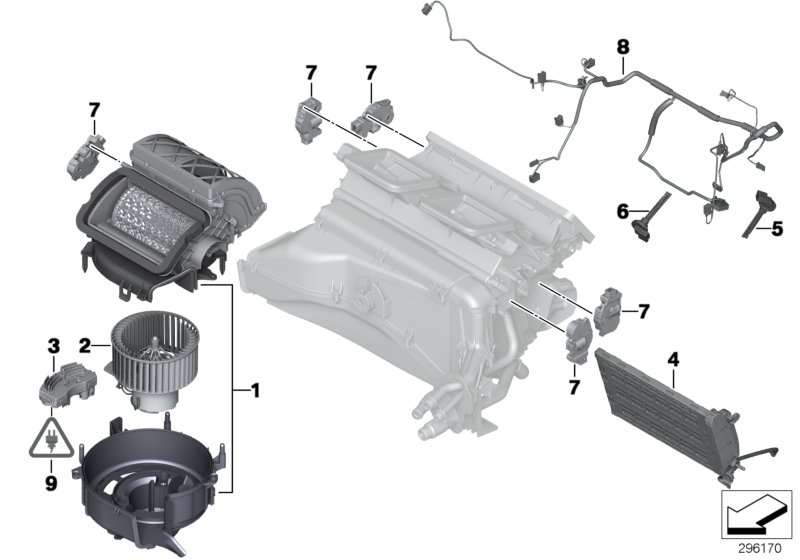 Электрические детали кондиционера для BMW F25 X3 18i N20 (схема запчастей)