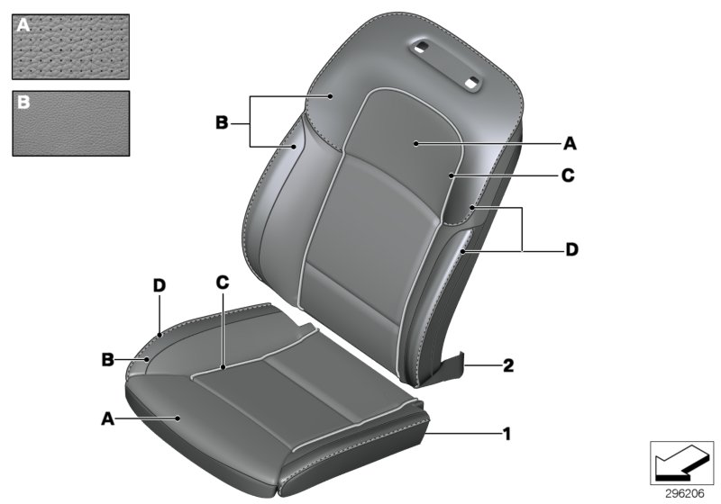 Инд.обивка сид.пов.комфорт.климат-кожа для BMW F01N 740i N55 (схема запчастей)