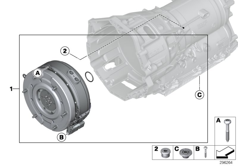 GA8P70H, гибридный привод для BMW F01N Hybrid 7 N55 (схема запчастей)