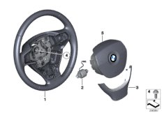 Многофункциональное рулевое колесо с НПБ для BMW F11N 535d N57Z (схема запасных частей)