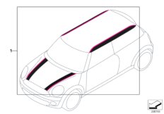 Декоративные полосы - Ray для BMW R56N One Eco N16 (схема запасных частей)