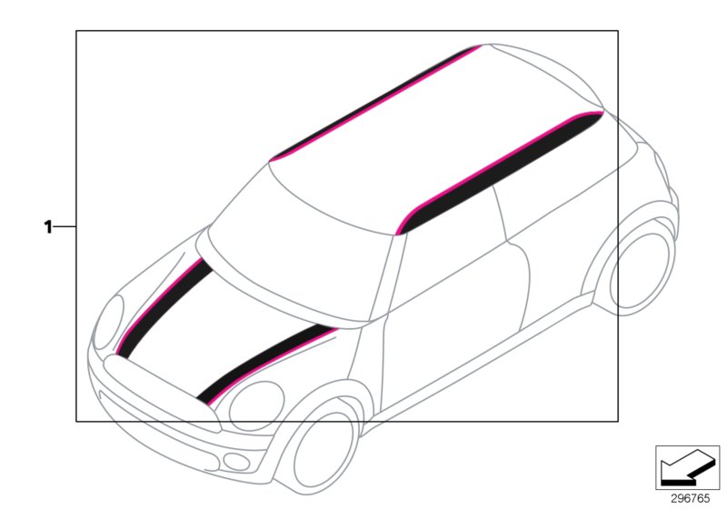 Декоративные полосы - Ray для BMW R56N Coop.S JCW N18 (схема запчастей)