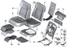Набивка и обивка сиденья пов.комф.Зд для BMW F02N 730Ld N57N (схема запасных частей)