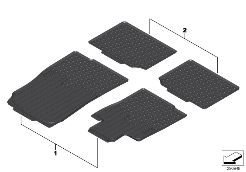 Ножной коврик, всепогодный для MINI R60 One D N47N (схема запчастей)