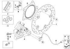 Тормозной механизм заднего колеса для BMW K73 F 800 R (0217,0227) 0 (схема запасных частей)