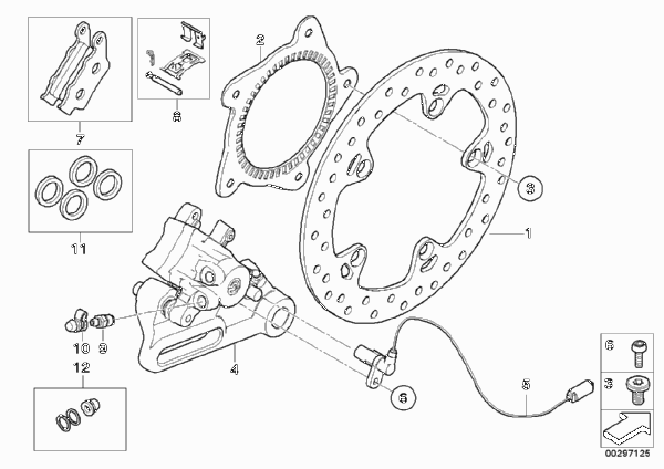 Тормозной механизм заднего колеса для BMW K75 F 800 GS Adve. 16 (0B55, 0B65) 0 (схема запчастей)