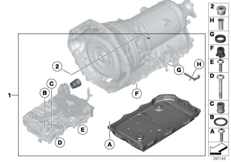 GA8HP70H Вал выбора передачи для BMW F04 Hybrid 7L N63 (схема запчастей)