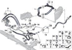 Маслопроводы гидроусилителя рул.управл. для BMW F13N 650iX 4.4 N63N (схема запасных частей)