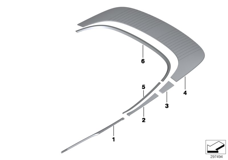 Чехол складного верха для BMW RR2 Drophead N73 (схема запчастей)
