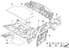 Звукоизоляция Зд для BMW E92 335d M57N2 (схема запасных частей)