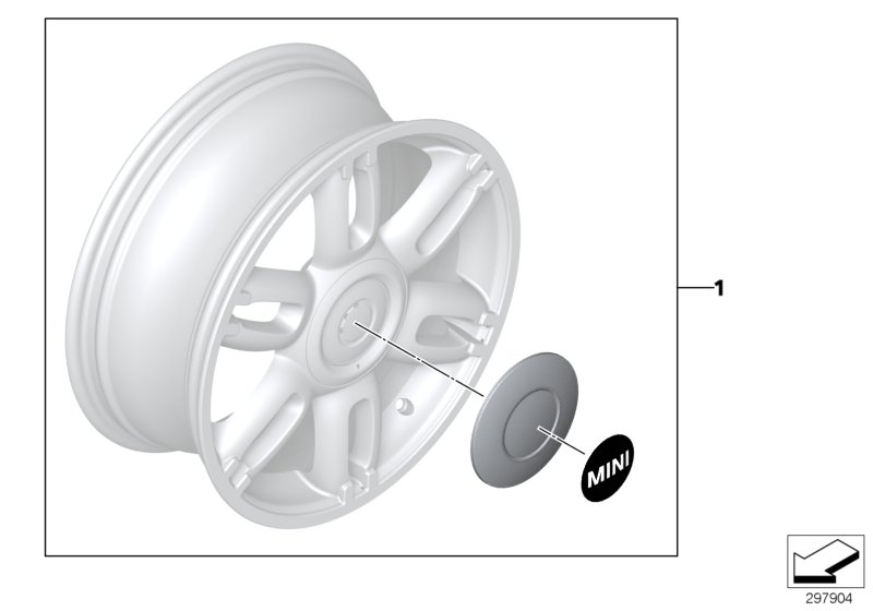 Колпак ступицы колеса для MINI R55 Cooper S N14 (схема запчастей)