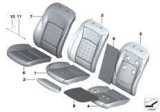 Набивка и обивка передн.сиденья для BMW F02N 730Ld N57N (схема запасных частей)