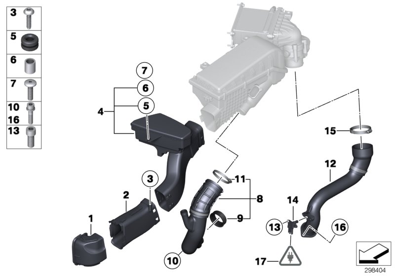 Воздуховод для BMW F02 760Li N74 (схема запчастей)