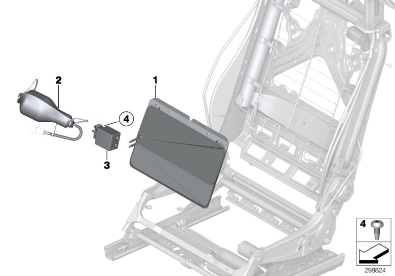 Поясничная опора переднего сиденья для BMW RR3N Coupé N73 (схема запчастей)