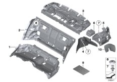 Звукоизоляция Зд для BMW F03 750LiS N63 (схема запасных частей)