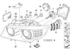 Детали ксеноновой фары / ALC для BMW E90N 325xi N53 (схема запасных частей)