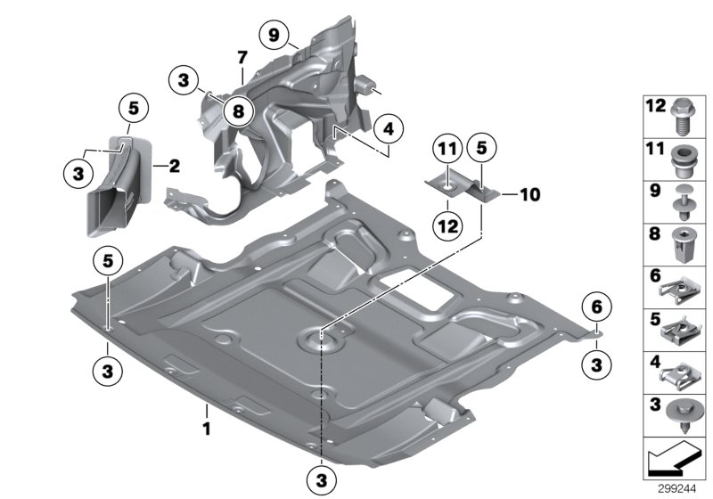 Экран моторного отсека для BMW F03N 750LiS N63 (схема запчастей)