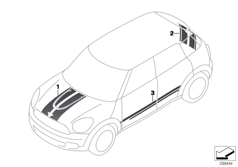 Декоративная полоса для BMW R60 Cooper N16 (схема запчастей)