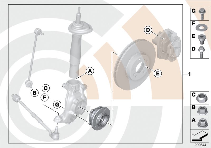 К-т подшипн.ступицы колеса Пд/ValueLine для BMW E39 M5 S62 (схема запчастей)