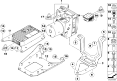 Гидроагрегат DXC/крепление/датчики для BMW E70 X5 M S63 (схема запасных частей)