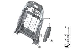 Каркас спинки переднего сиденья для BMW F02N 760Li N74 (схема запасных частей)